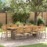 Set de masă pentru grădină 11 pcs Gri și Brown poliratan GartenMobel Dekor
