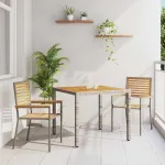 Set de masă pentru grădină 3 pcs Gri și Brown poliratan GartenMobel Dekor