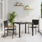 Set de masă pentru grădină 3 pcs Negru poliratan GartenMobel Dekor