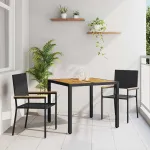 Set de masă pentru grădină 3 pcs Negru poliratan GartenMobel Dekor