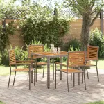 Set de masă pentru grădină 5 pcs Gri și Brown poliratan GartenMobel Dekor