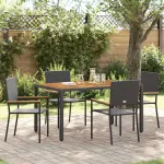 Set de masă pentru grădină 5 pcs Negru poliratan GartenMobel Dekor