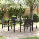 Set de masă pentru grădină 5 pcs Negru poliratan GartenMobel Dekor