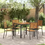 Set de masă pentru grădină 5 pcs Negru și Maro poliratan GartenMobel Dekor