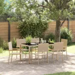 Set de masă pentru grădină 7 pcs Bej poliratan GartenMobel Dekor