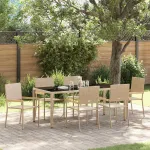 Set de masă pentru grădină 7 pcs Bej poliratan GartenMobel Dekor