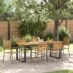 Set de masă pentru grădină 7 pcs Gri Lemn Solid de Acacia GartenMobel Dekor