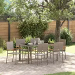 Set de masă pentru grădină 7 pcs Gri poliratan GartenMobel Dekor