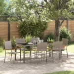 Set de masă pentru grădină 7 pcs Gri poliratan GartenMobel Dekor