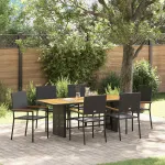 Set de masă pentru grădină 7 pcs Negru poliratan GartenMobel Dekor