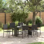 Set de masă pentru grădină 7 pcs Negru poliratan GartenMobel Dekor