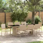 Set de masă pentru grădină 9 pcs Bej poliratan GartenMobel Dekor