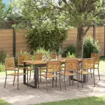 Set de masă pentru grădină 9 pcs Gri Lemn Solid de Acacia GartenMobel Dekor