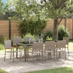 Set de masă pentru grădină 9 pcs Gri poliratan GartenMobel Dekor