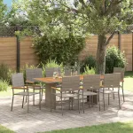Set de masă pentru grădină 9 pcs Gri poliratan GartenMobel Dekor