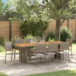 Set de masă pentru grădină 9 pcs Gri poliratan GartenMobel Dekor