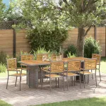 Set de masă pentru grădină 9 pcs Gri și Brown poliratan GartenMobel Dekor