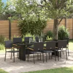 Set de masă pentru grădină 9 pcs Negru poliratan GartenMobel Dekor