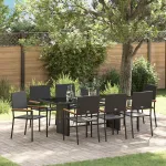 Set de masă pentru grădină 9 pcs Negru poliratan GartenMobel Dekor