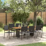 Set de masă pentru grădină 9 pcs Negru poliratan GartenMobel Dekor