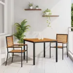 Set de masă pentru grădină 3 pcs Negru și Maro poliratan GartenMobel Dekor