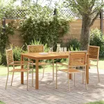 Set de masă pentru grădină 5 pcs Bej Lemn Solid de Acacia GartenMobel Dekor