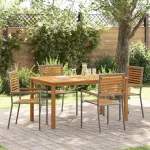 Set de masă pentru grădină 5 pcs Gri Lemn Solid de Acacia GartenMobel Dekor