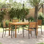 Set de masă pentru grădină 5 pcs Negru Lemn Solid de Acacia GartenMobel Dekor
