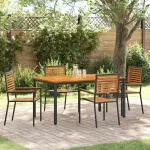 Set de masă pentru grădină 5 pcs Negru și Maro poliratan GartenMobel Dekor