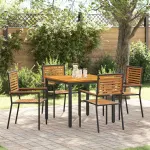 Set de masă pentru grădină 5 pcs Negru și Maro poliratan GartenMobel Dekor