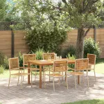 Set de masă pentru grădină 7 pcs Bej Lemn Solid de Acacia GartenMobel Dekor