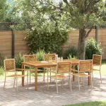 Set de masă pentru grădină 7 pcs Bej Lemn Solid de Acacia GartenMobel Dekor