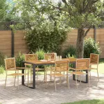 Set de masă pentru grădină 7 pcs Bej și Maro poliratan GartenMobel Dekor