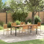 Set de masă pentru grădină 7 pcs Bej și Maro poliratan GartenMobel Dekor