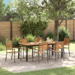 Set de masă pentru grădină 7 pcs Gri și Brown poliratan GartenMobel Dekor