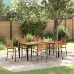 Set de masă pentru grădină 7 pcs Gri și Brown poliratan GartenMobel Dekor