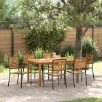 Set de masă pentru grădină 7 pcs Negru Lemn Solid de Acacia GartenMobel Dekor