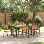 Set de masă pentru grădină 7 pcs Negru și Maro poliratan GartenMobel Dekor
