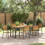 Set de masă pentru grădină 7 pcs Negru și Maro poliratan GartenMobel Dekor