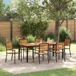 Set de masă pentru grădină 7 pcs Negru și Maro poliratan GartenMobel Dekor