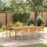 Set de masă pentru grădină 9 pcs Bej Lemn Solid de Acacia GartenMobel Dekor