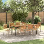 Set de masă pentru grădină 9 pcs Bej și Maro poliratan GartenMobel Dekor