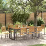 Set de masă pentru grădină 9 pcs Gri și Brown poliratan GartenMobel Dekor