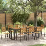 Set de masă pentru grădină 9 pcs Negru și Maro poliratan GartenMobel Dekor