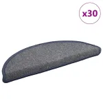 Covorașe pentru scări, 30 buc., 56x17x3 cm, gri deschis și albastru, semirotunde GartenMobel Dekor