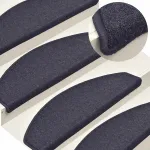 Covorașe pentru scări, 30 buc., 65x24x4 cm, gri închis și albastru, semirotunde, mari GartenMobel Dekor