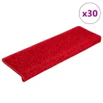 Covorașe pentru scări, 30 buc., 65x21x4 cm, margini dreptunghiulare roșii GartenMobel Dekor