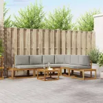 Set de canapele de exterior 7 Bucată Gri natural și deschis GartenMobel Dekor