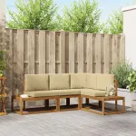 Set de canapele de exterior cu pernă 4 Bucată Natural și Bej GartenMobel Dekor