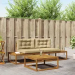 Set de canapele de exterior cu pernă 3 Bucată Natural și Bej GartenMobel Dekor